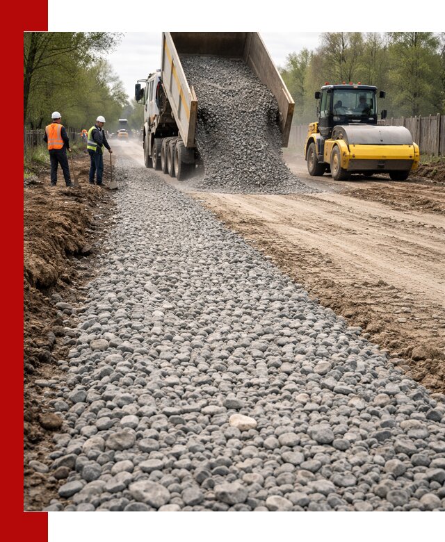 Доставка щебня для отсыпки дорог в Братске высокого качества