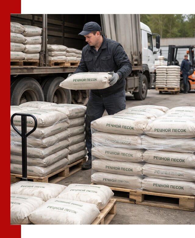 Речной песок в мешках с доставкой в Братске