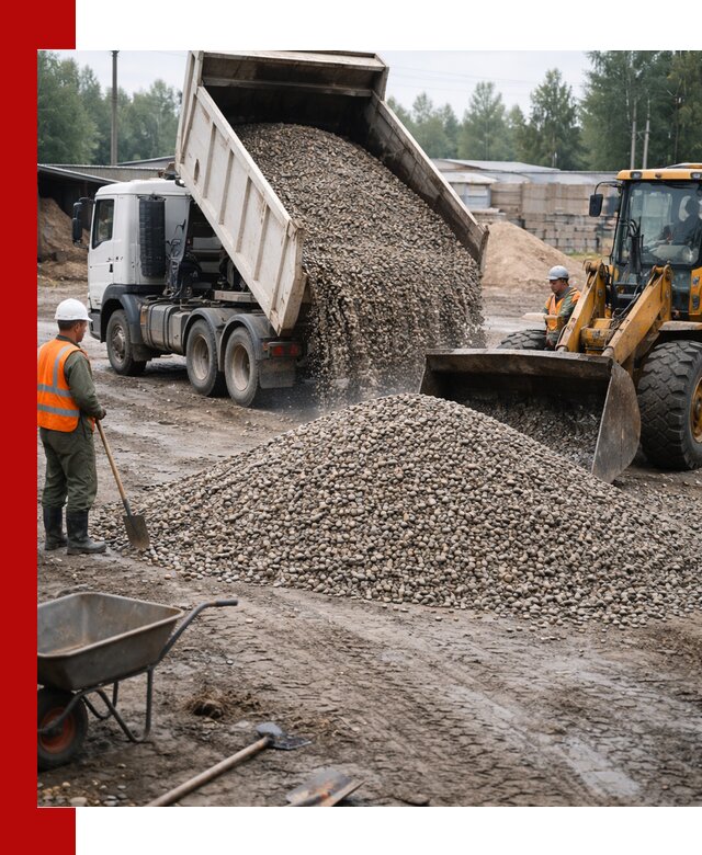 Мытый гравий с доставкой в Братске от карьера до участка