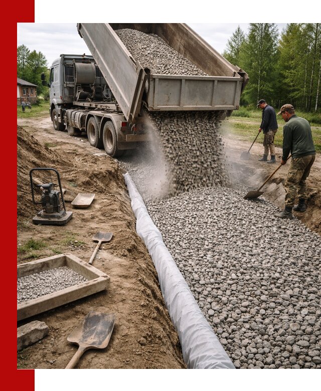 Гравий для дренажа с доставкой в Братске качественный и недорогой