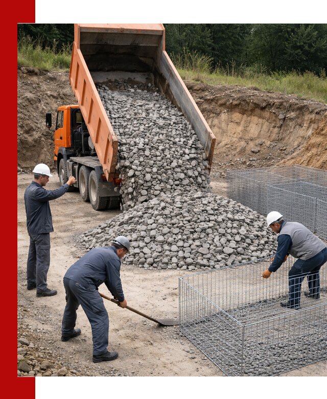Камень для габионов с доставкой в Братске быстро и надёжно