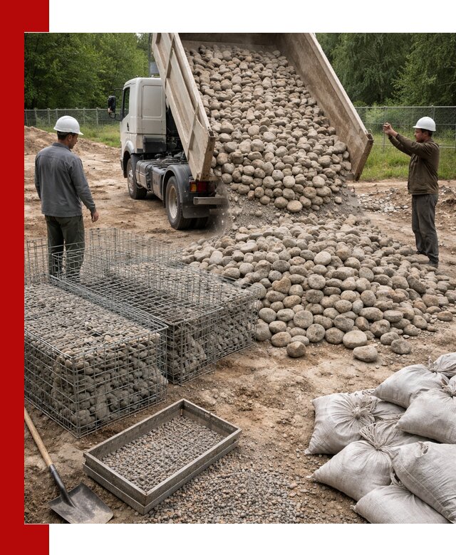 Камень для габионов фракция 70–151 в Братске