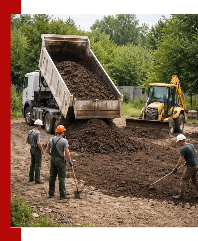 Доставка и укладка грунта для выравнивания участка в Братске