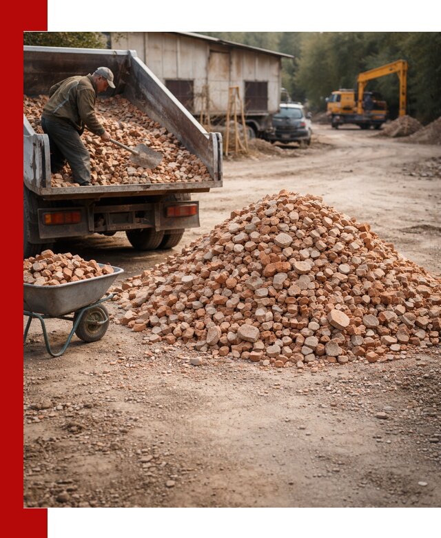 Доставка и подушка из боя кирпича с разгрузкой в Братске