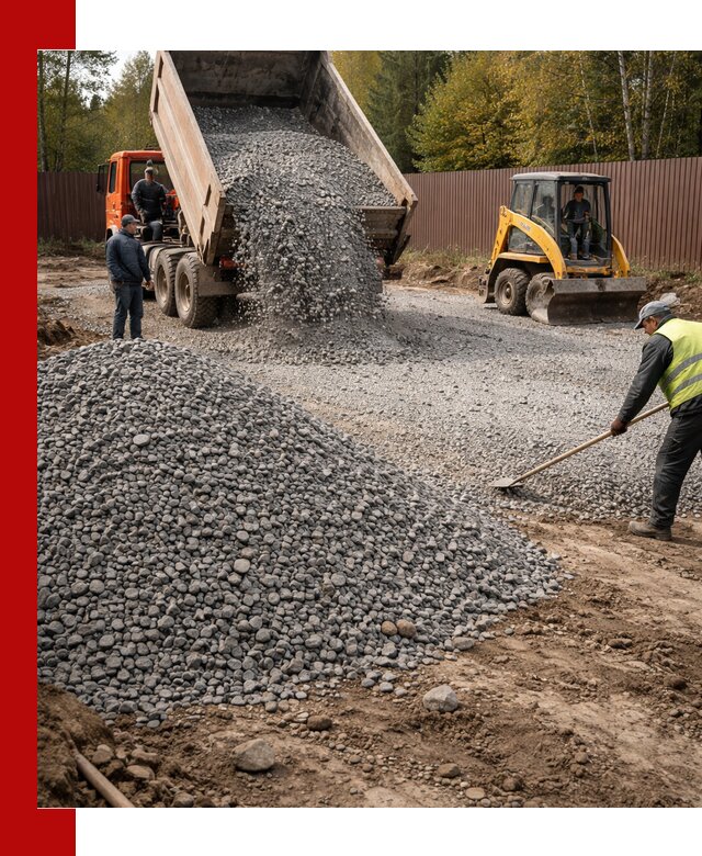 Отсыпка участка щебнем с доставкой и уплотнением в Братске